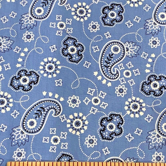 1+1 YD Cowboy Bandana Cotton Fabric Western 2004 Blank Textiles Blue White Quilt - Picture 7 of 10